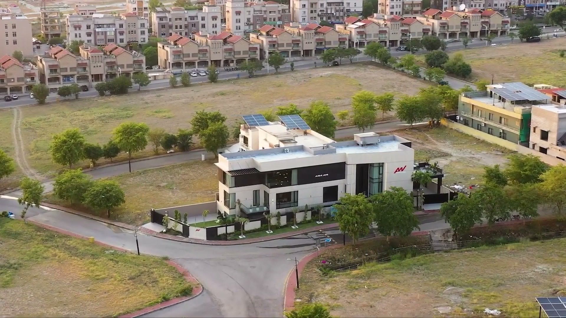 Aerial view of the villa and DHA Phase 1